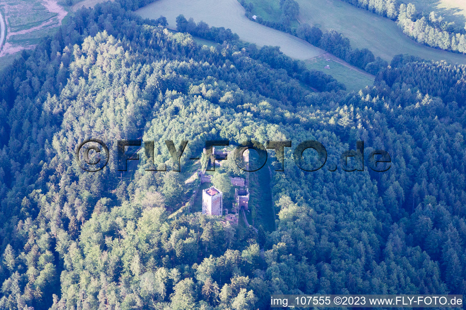 Luftaufnahme von Amorbach, Burg Wildenberg im Bundesland Bayern, Deutschland