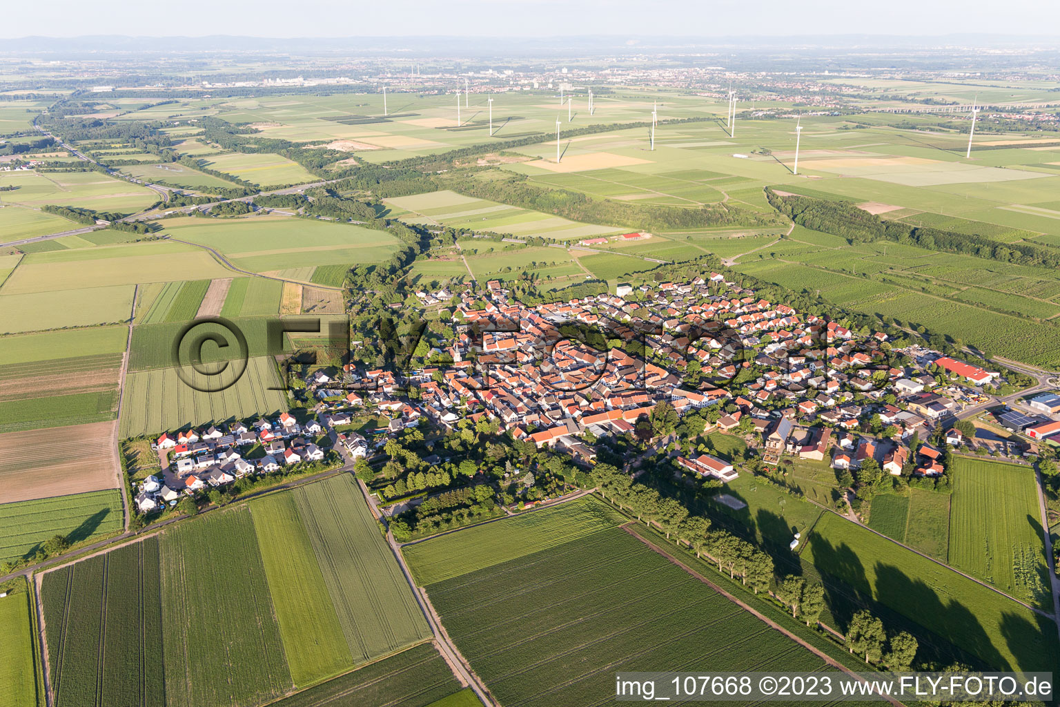 Luftbild von Mörstadt im Bundesland Rheinland-Pfalz, Deutschland