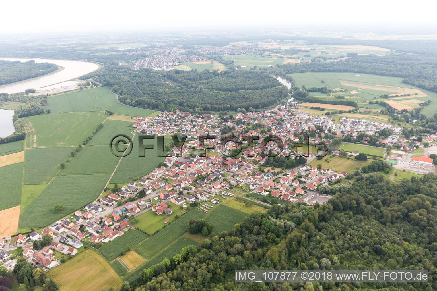 Luftaufnahme von Dalhunden im Bundesland Bas-Rhin, Frankreich
