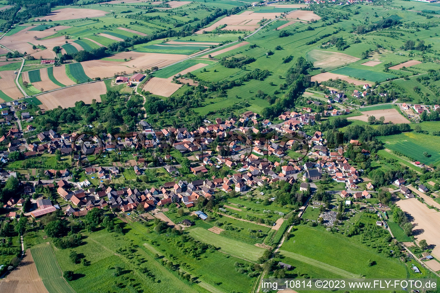 Luftbild von Preuschdorf im Bundesland Bas-Rhin, Frankreich