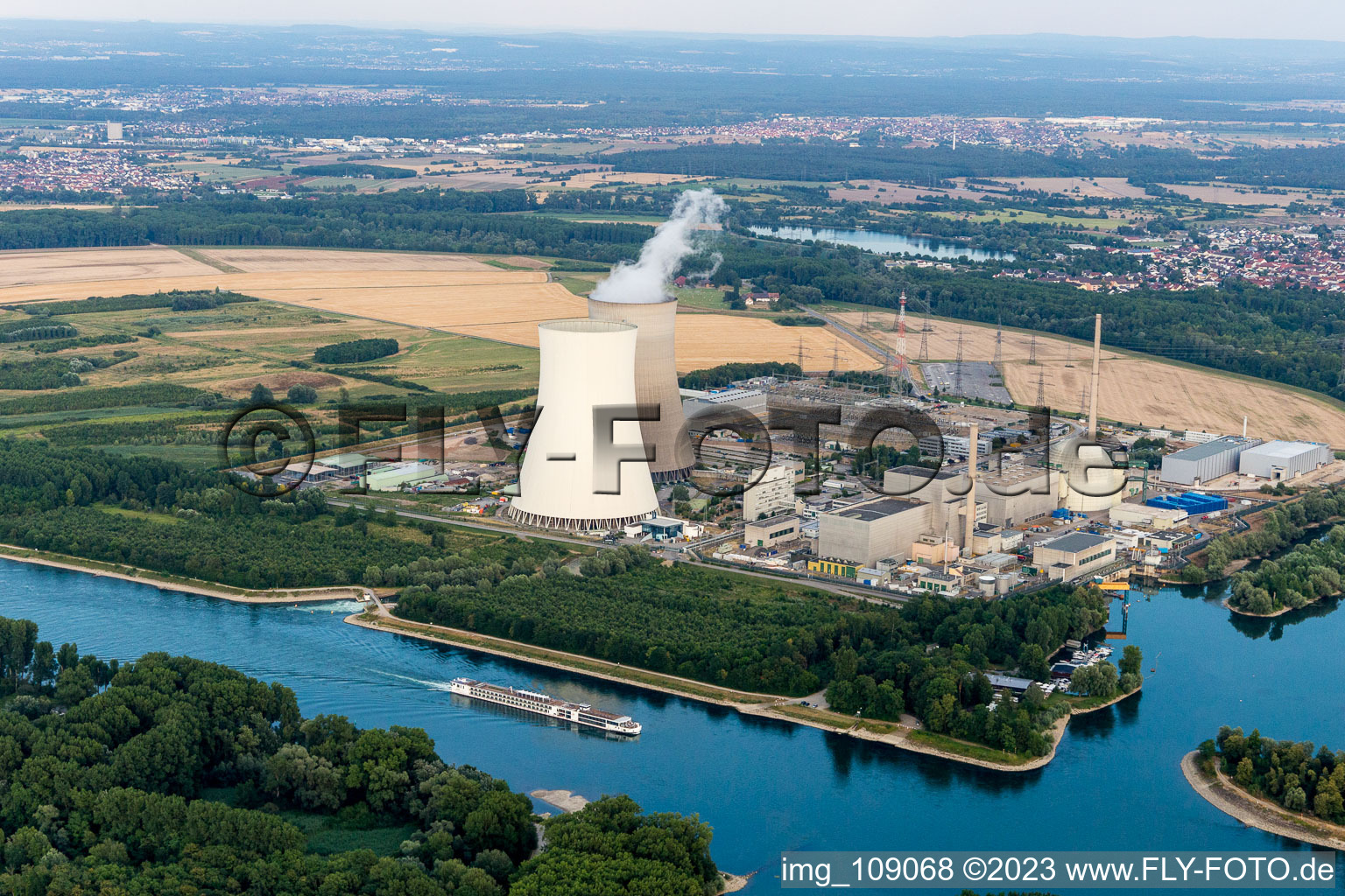 Luftbild von Philippsburg, KKW im Bundesland Baden-Württemberg, Deutschland