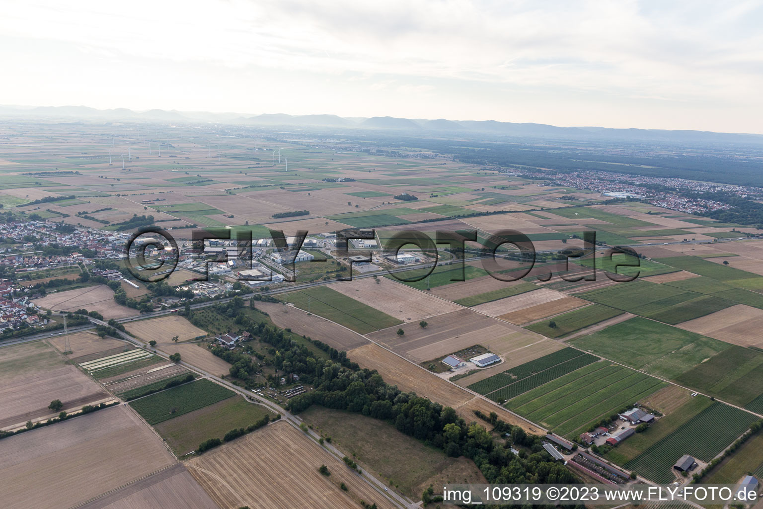 Luftaufnahme von Rülzheim, Gewerbegebiet N im Bundesland Rheinland-Pfalz, Deutschland