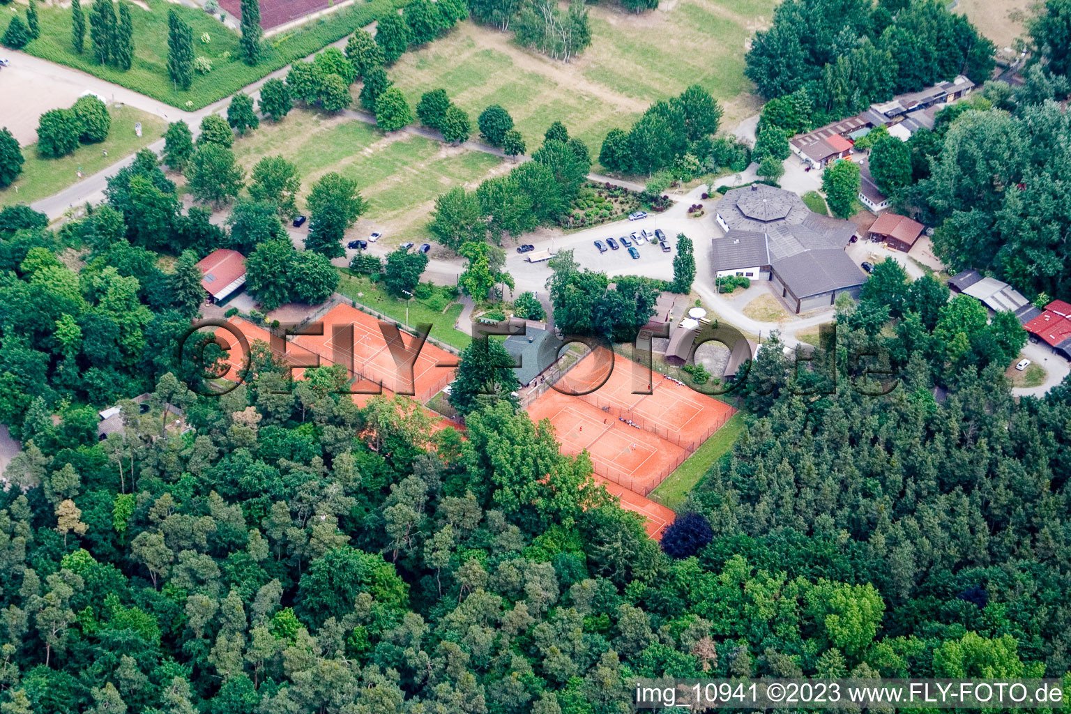 Luftaufnahme von Rülzheim, Tennisclub im Bundesland Rheinland-Pfalz, Deutschland