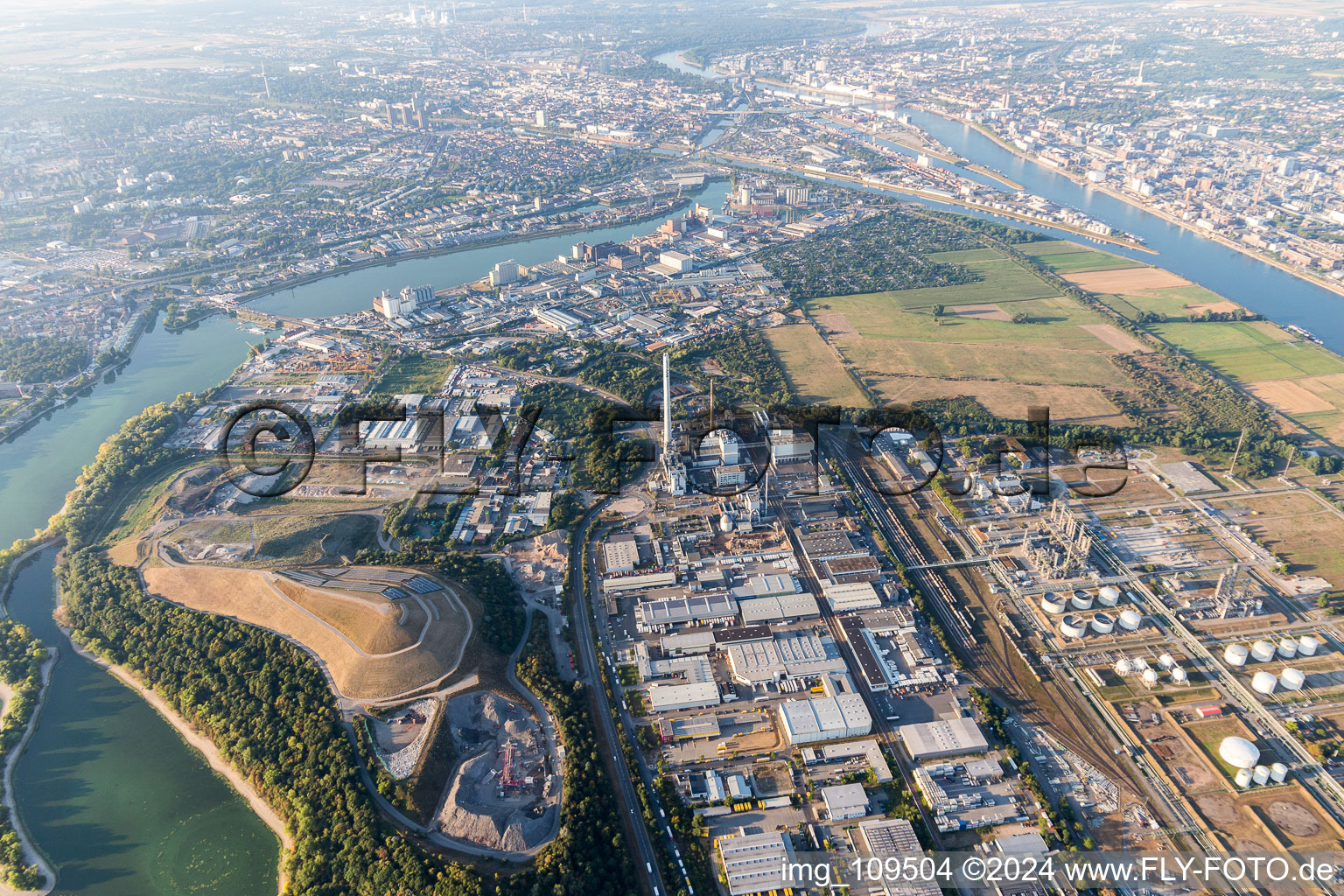 Friesenheimer Insel im Ortsteil Neckarstadt-West in Mannheim im Bundesland Baden-Württemberg, Deutschland von oben