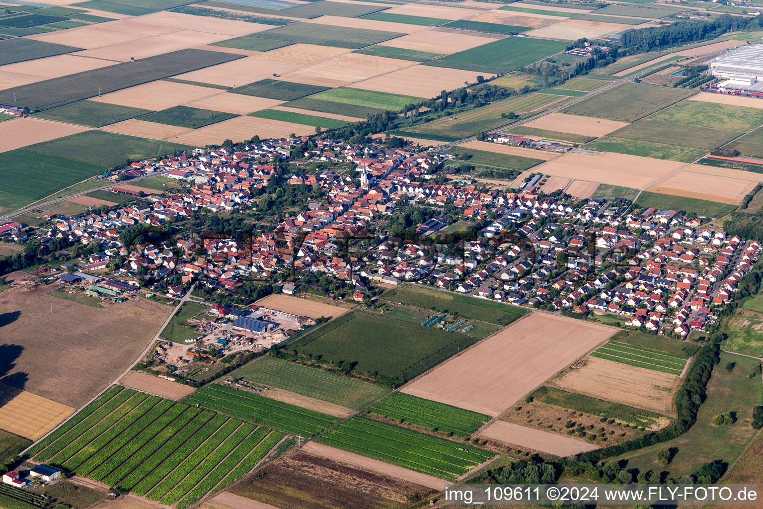 Ottersheim bei Landau im Bundesland Rheinland-Pfalz, Deutschland aus der Luft