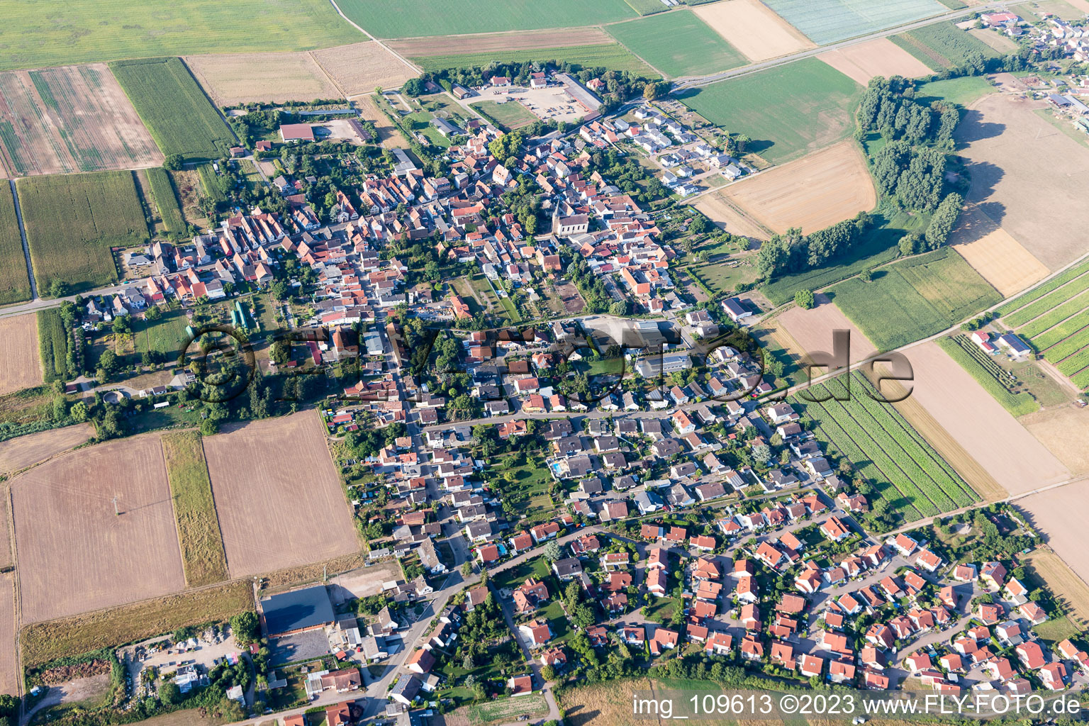 Knittelsheim im Bundesland Rheinland-Pfalz, Deutschland aus der Vogelperspektive
