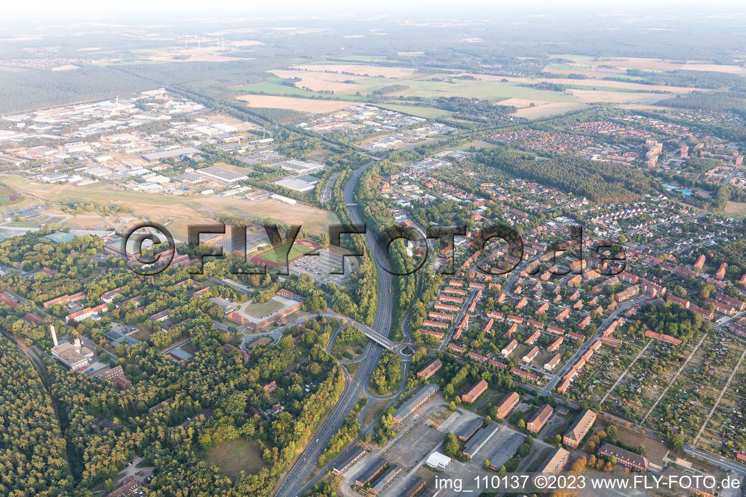 Luftbild von Moorfeld im Bundesland Niedersachsen, Deutschland