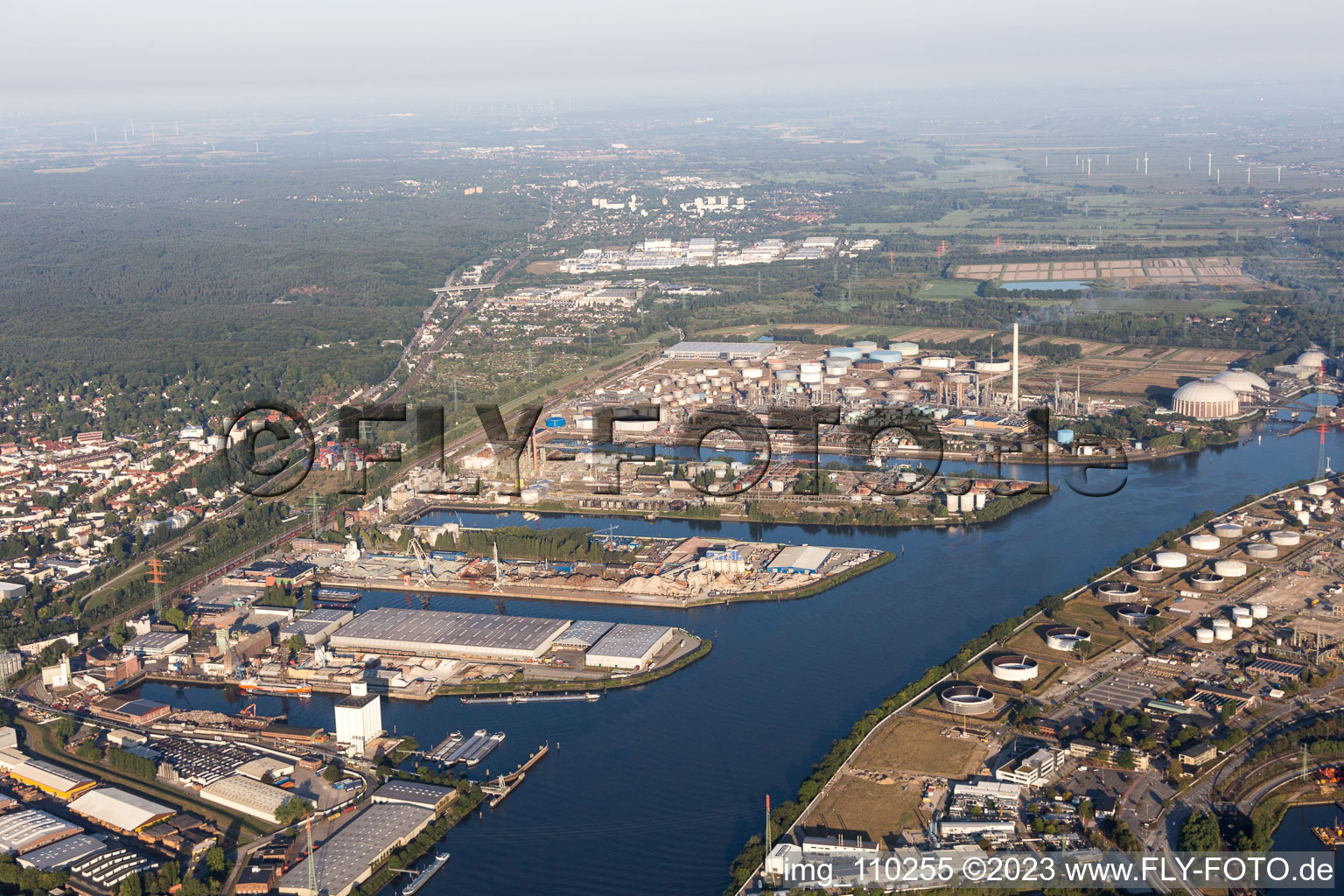 Luftbild von Harburg, Hafen im Bundesland Hamburg, Deutschland