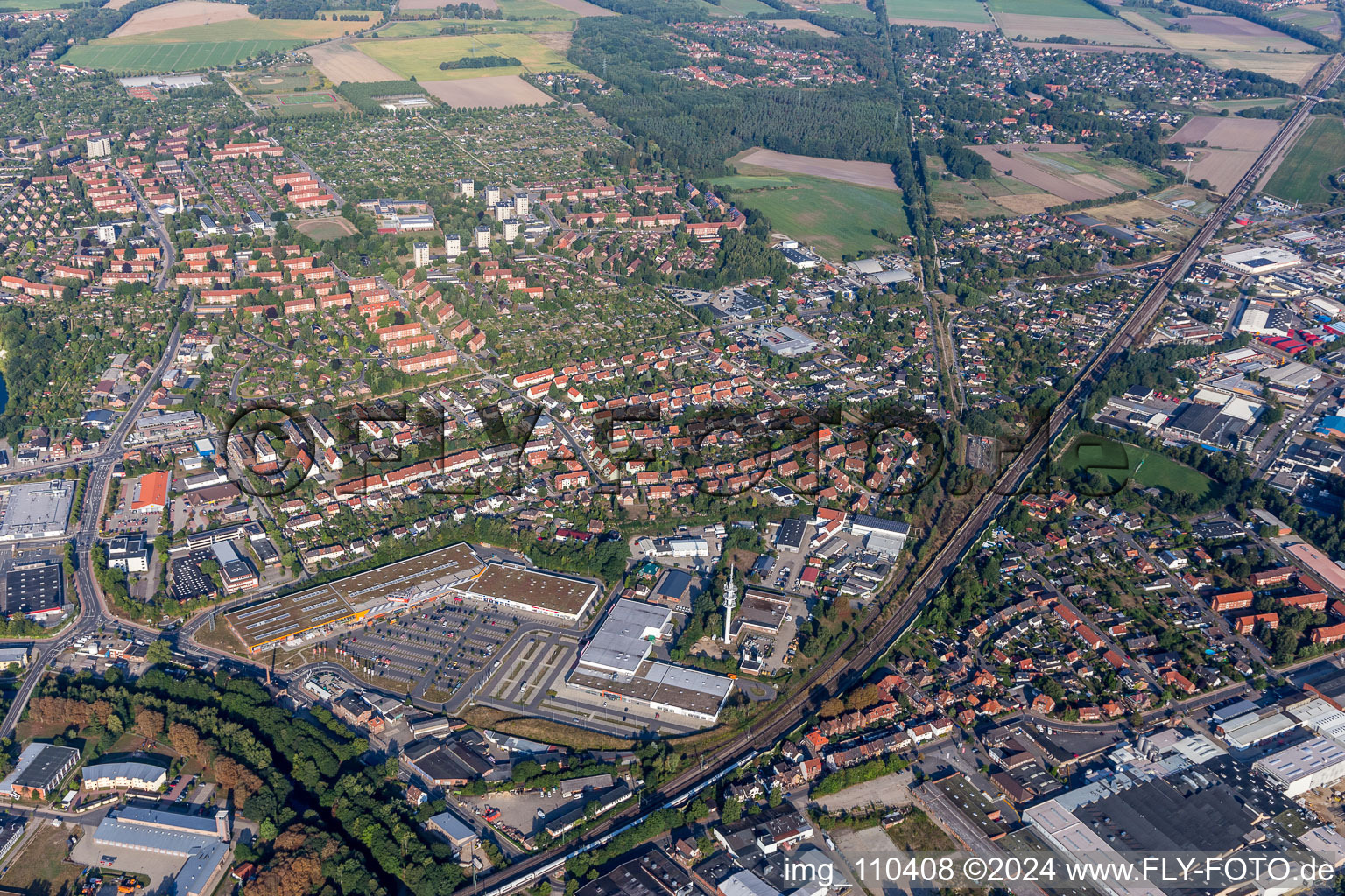 Industrie- und Gewerbegebiet Goseburg Zeltberg in Lüneburg im Bundesland Niedersachsen, Deutschland