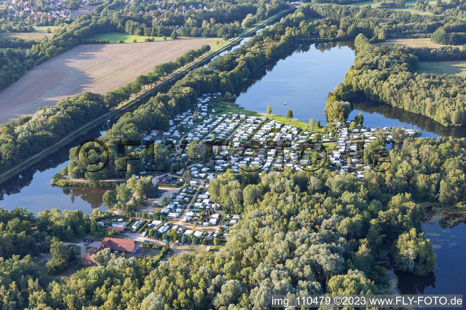 Luftbild von Witzeeze, Camping Forellensee im Bundesland Schleswig-Holstein, Deutschland