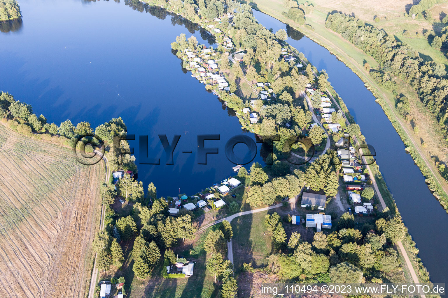 Luftbild von Güster, Camping am Prüßsee im Bundesland Schleswig-Holstein, Deutschland