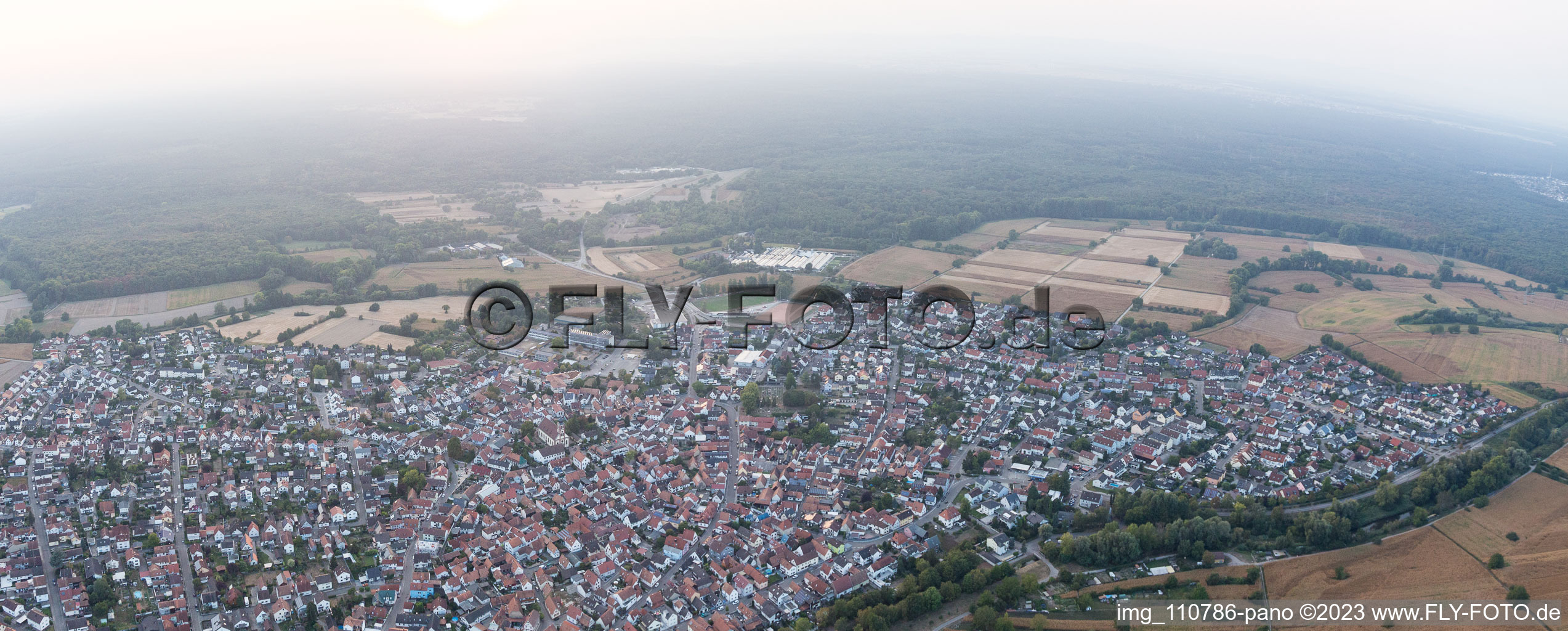 Drohnenbild von Hagenbach im Bundesland Rheinland-Pfalz, Deutschland