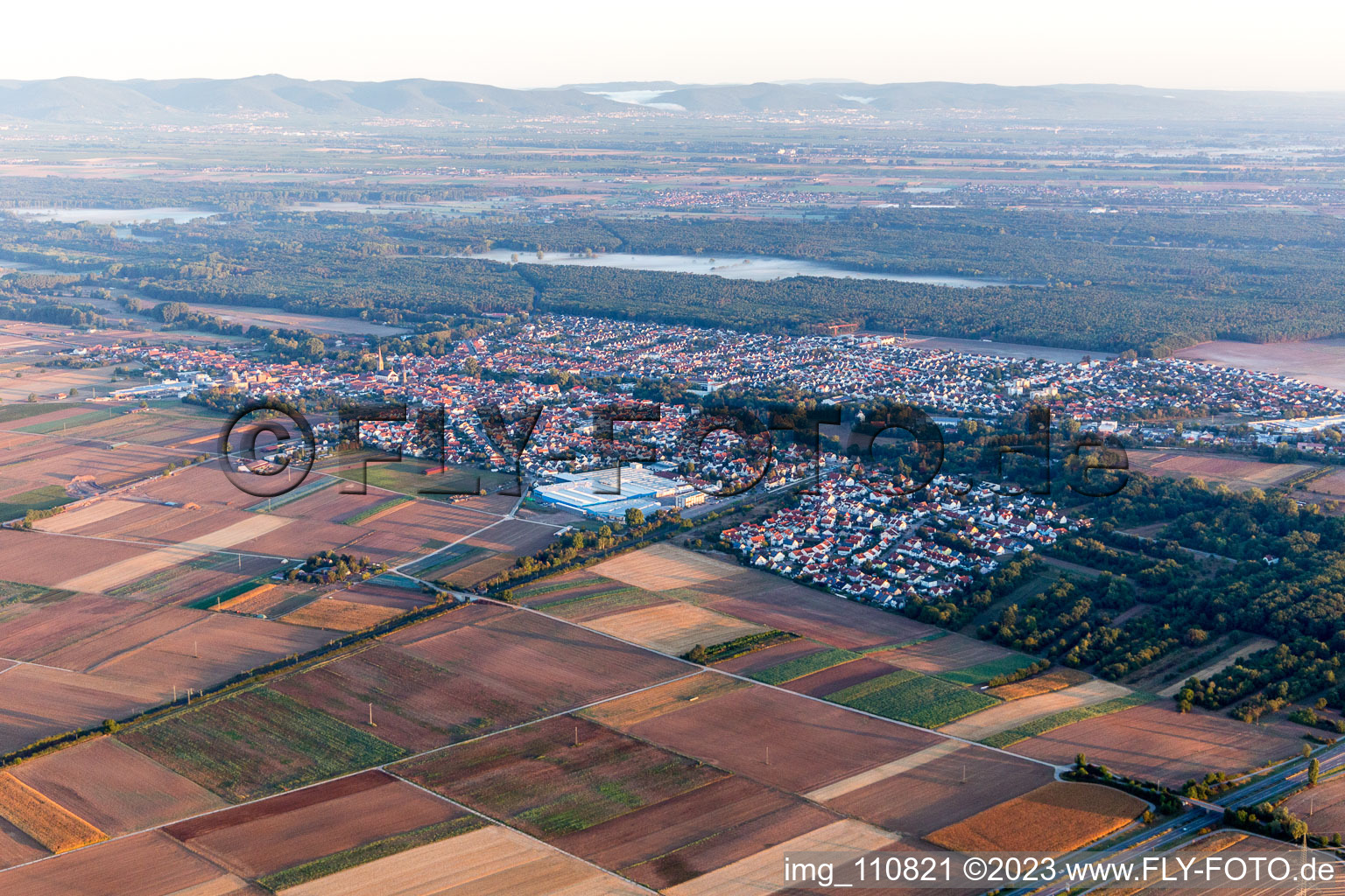 Bellheim im Bundesland Rheinland-Pfalz, Deutschland aus der Luft betrachtet
