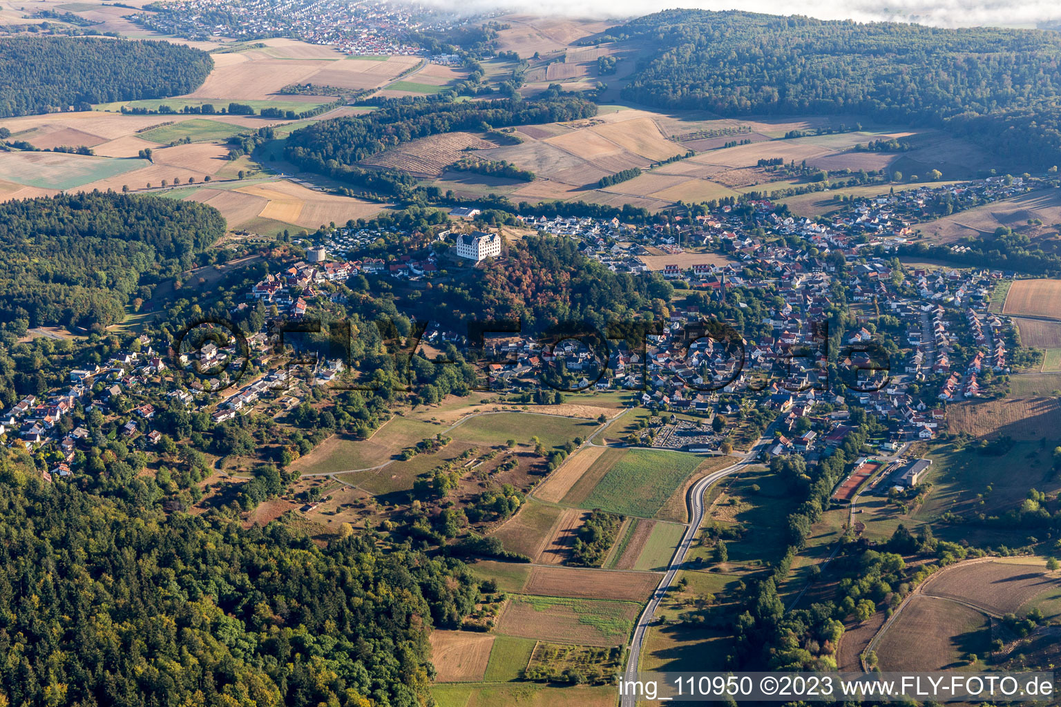 Luftaufnahme von Fischbachtal, Schloß Lichtenberg im Bundesland Hessen, Deutschland