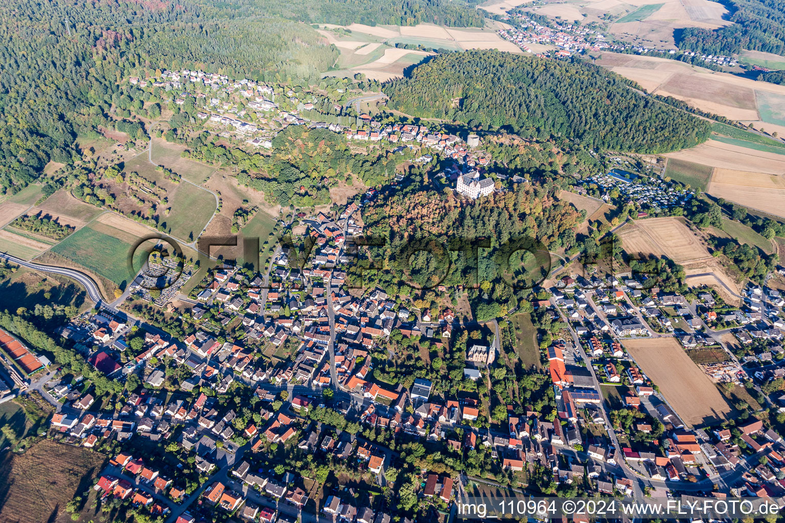 Luftbild von Fischbachtal, Schloß Lichtenberg im Bundesland Hessen, Deutschland