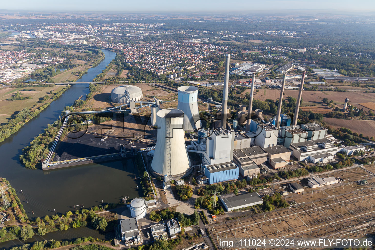 Luftbild von Großkrotzenburg, Kohle- und Gaskraftwerk Staudinger am Main bei Hanau in Großkrotzenburg im Bundesland Hessen, Deutschland