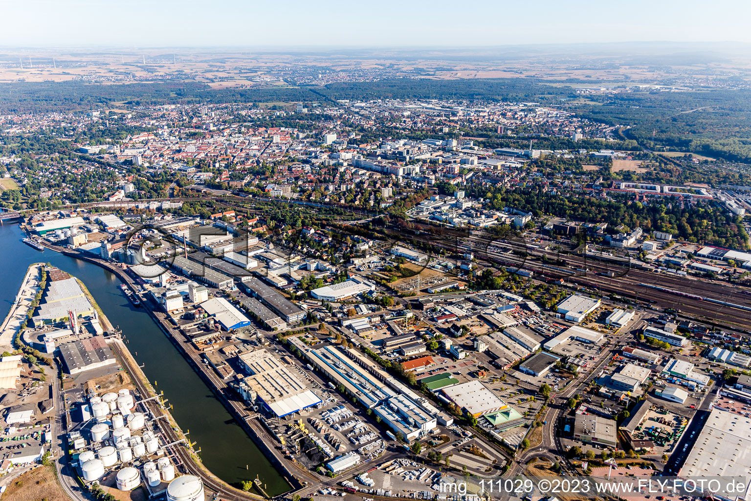 Luftbild von Hanau, Hafen im Bundesland Hessen, Deutschland