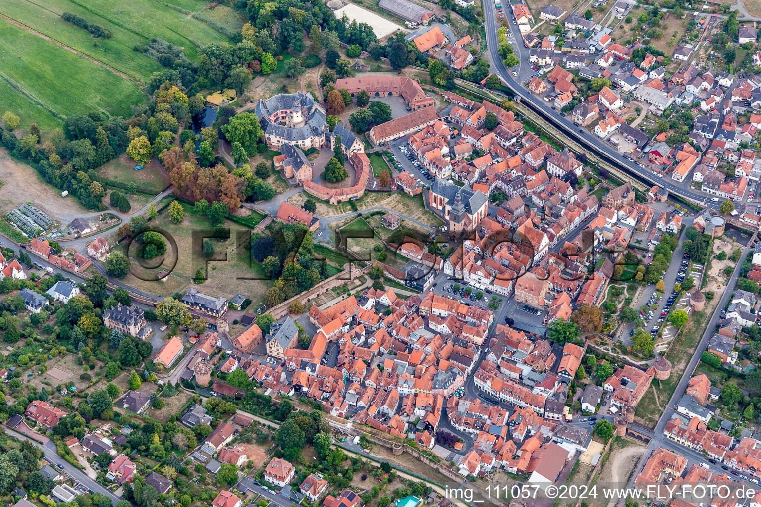 Luftbild von Büdingen. Schloss Büdingen im Bundesland Hessen, Deutschland