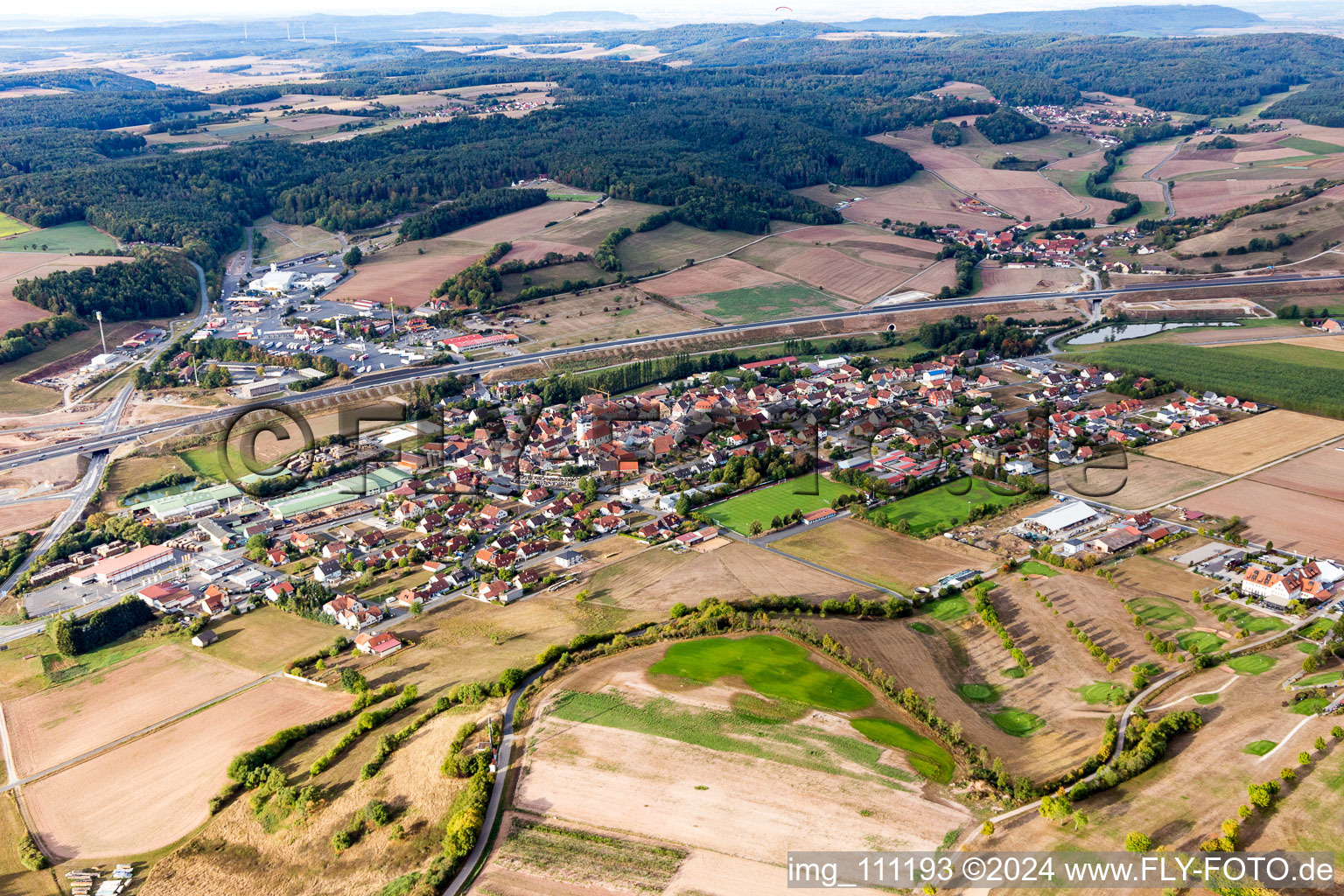 Drohnenbild von Geiselwind im Bundesland Bayern, Deutschland