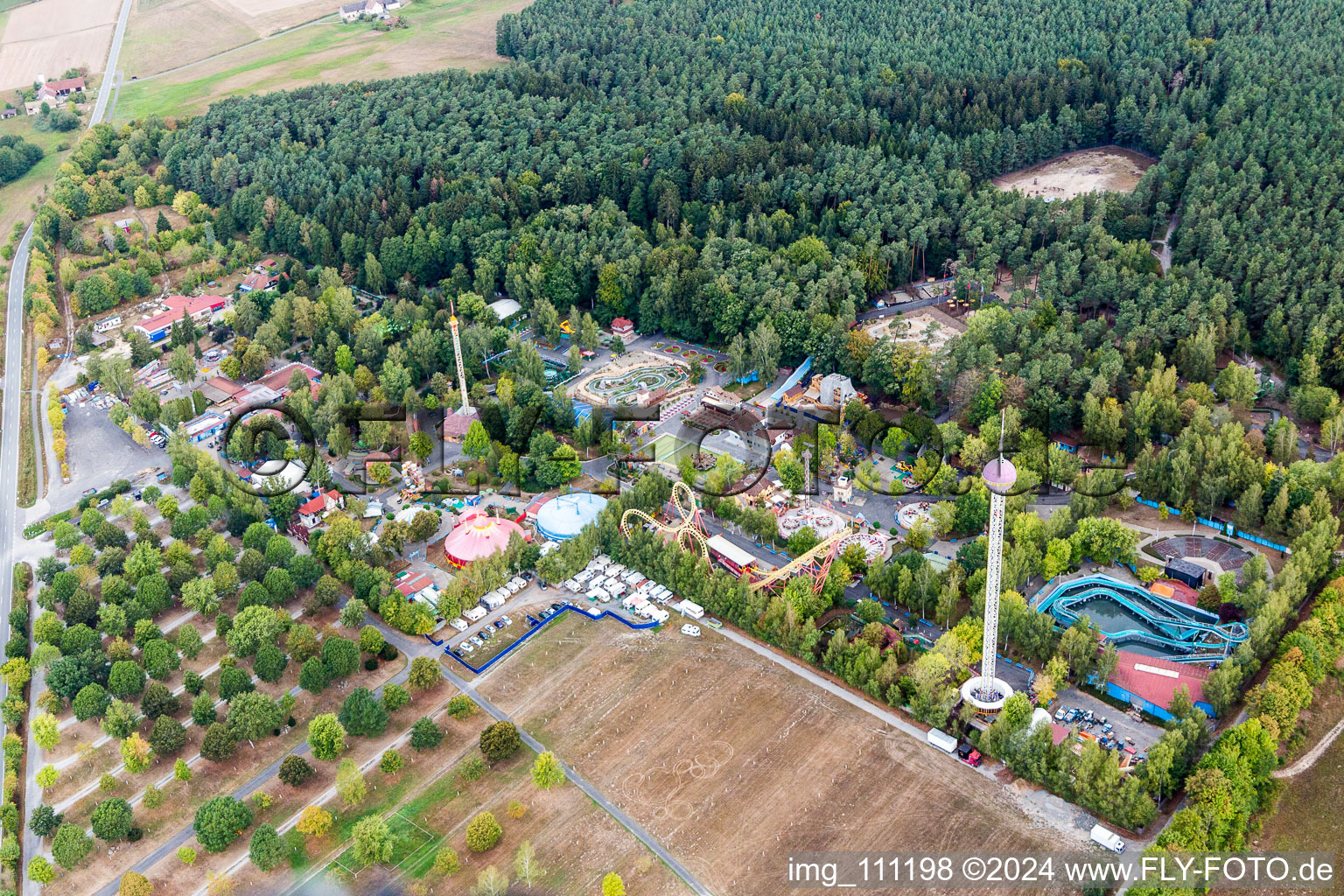 Luftbild von Geiselwind, Vergnügungspark im Bundesland Bayern, Deutschland