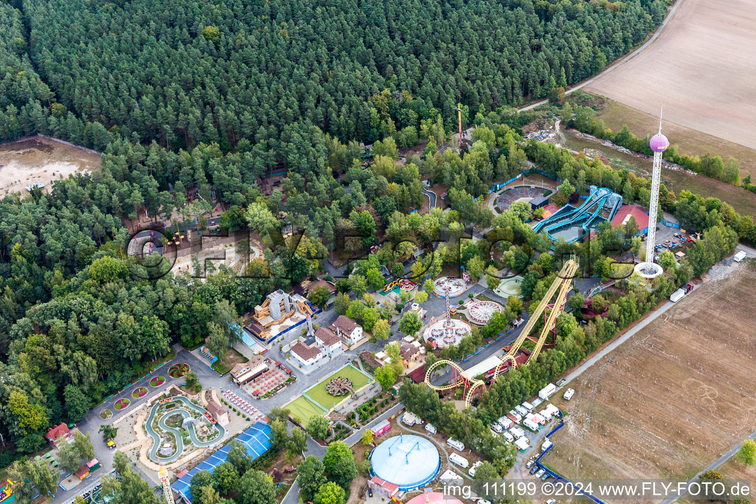 Luftaufnahme von Geiselwind, Vergnügungspark im Bundesland Bayern, Deutschland