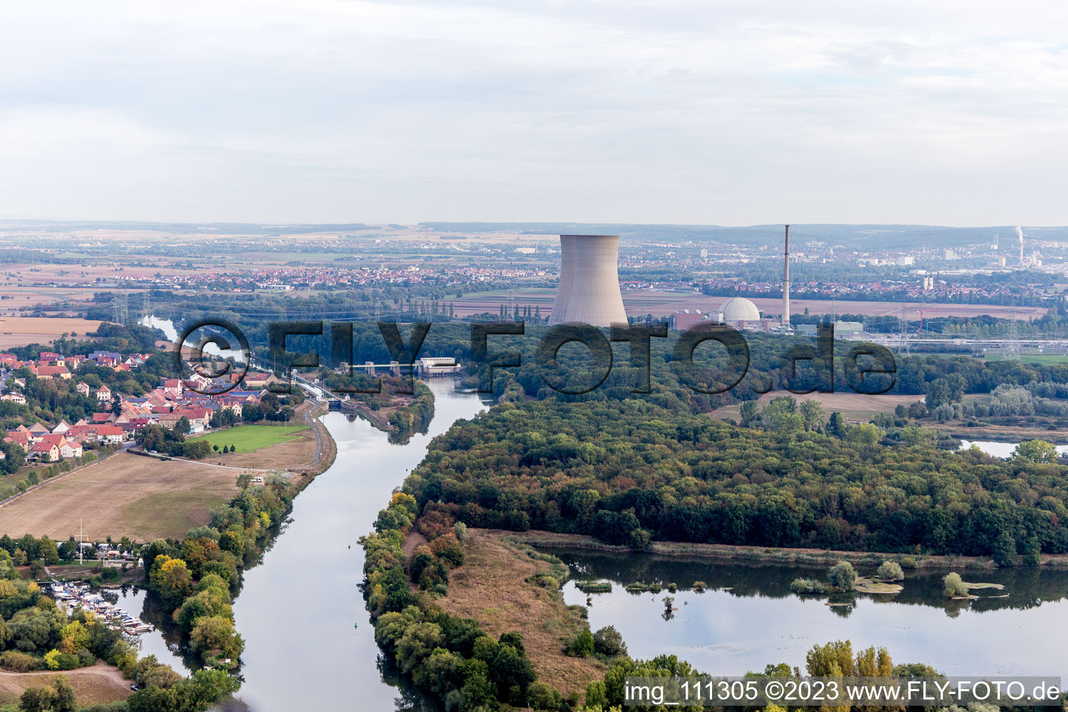 Luftbild von Grafenrheinfeld, KKW im Bundesland Bayern, Deutschland