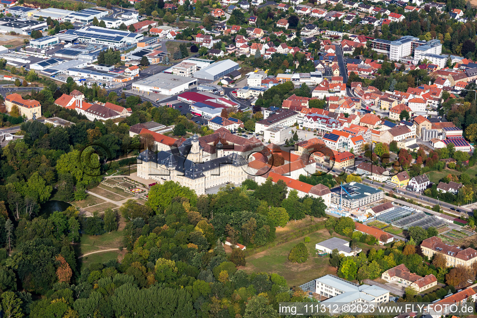 Luftbild von Werneck, Schloß im Bundesland Bayern, Deutschland