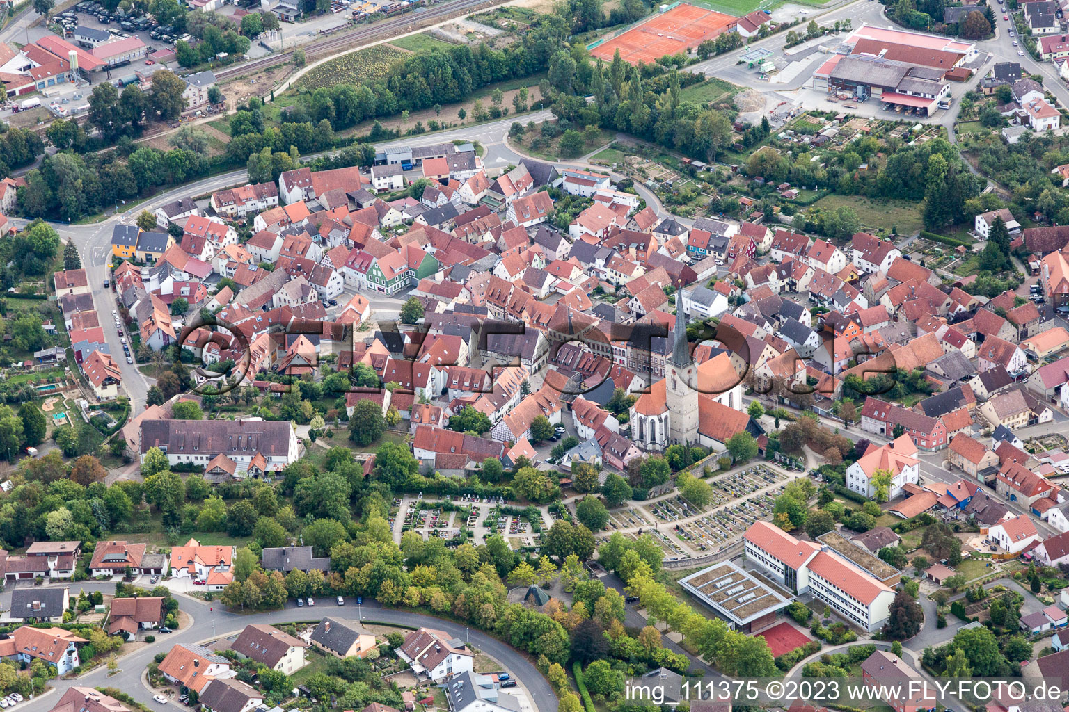 Luftbild von Grünsfeld im Bundesland Baden-Württemberg, Deutschland