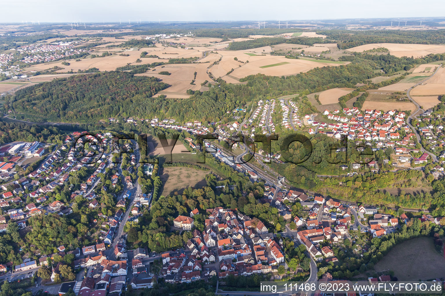 Adelsheim im Bundesland Baden-Württemberg, Deutschland aus der Luft betrachtet