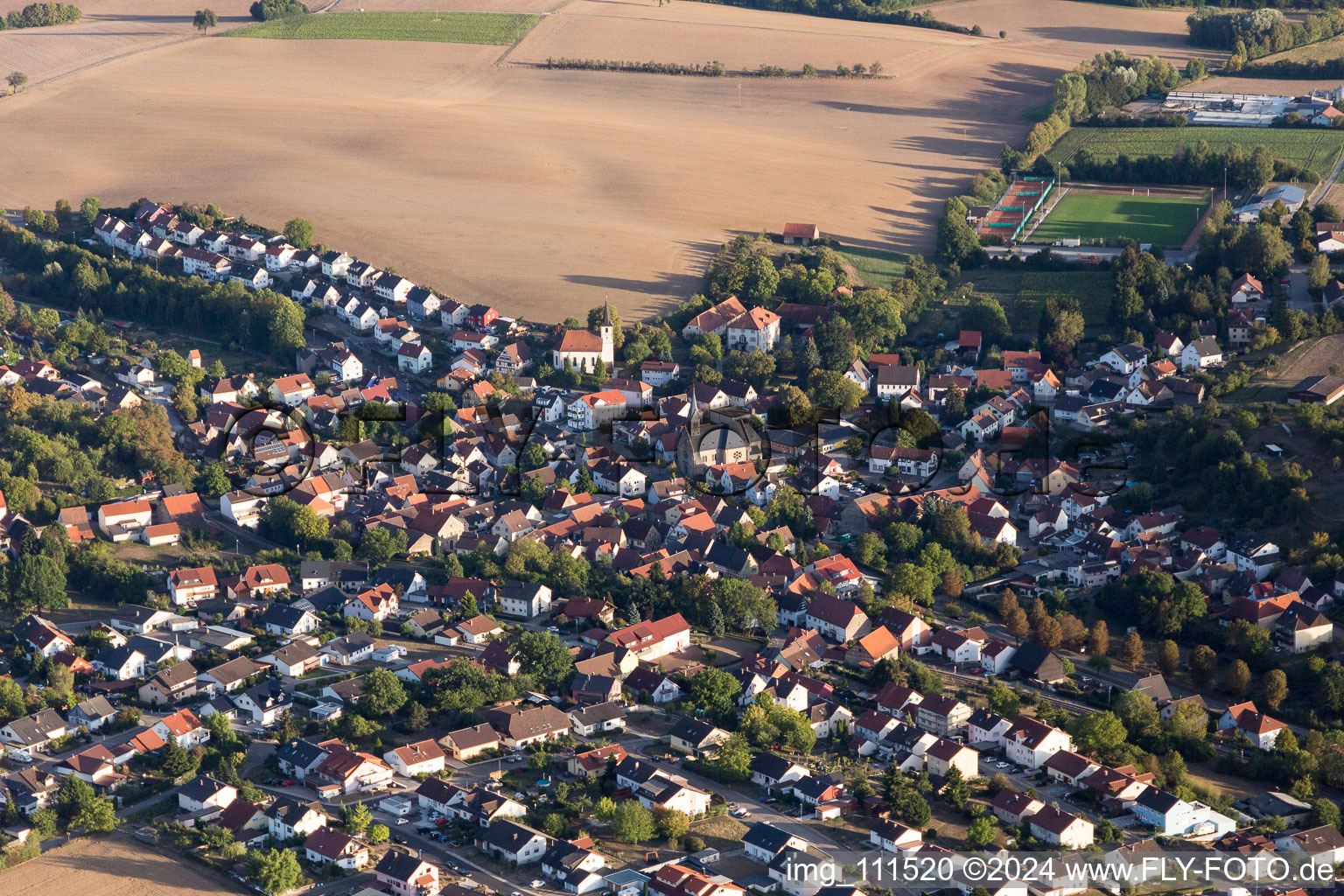 Luftaufnahme von Ortsteil Obergimpern in Bad Rappenau im Bundesland Baden-Württemberg, Deutschland