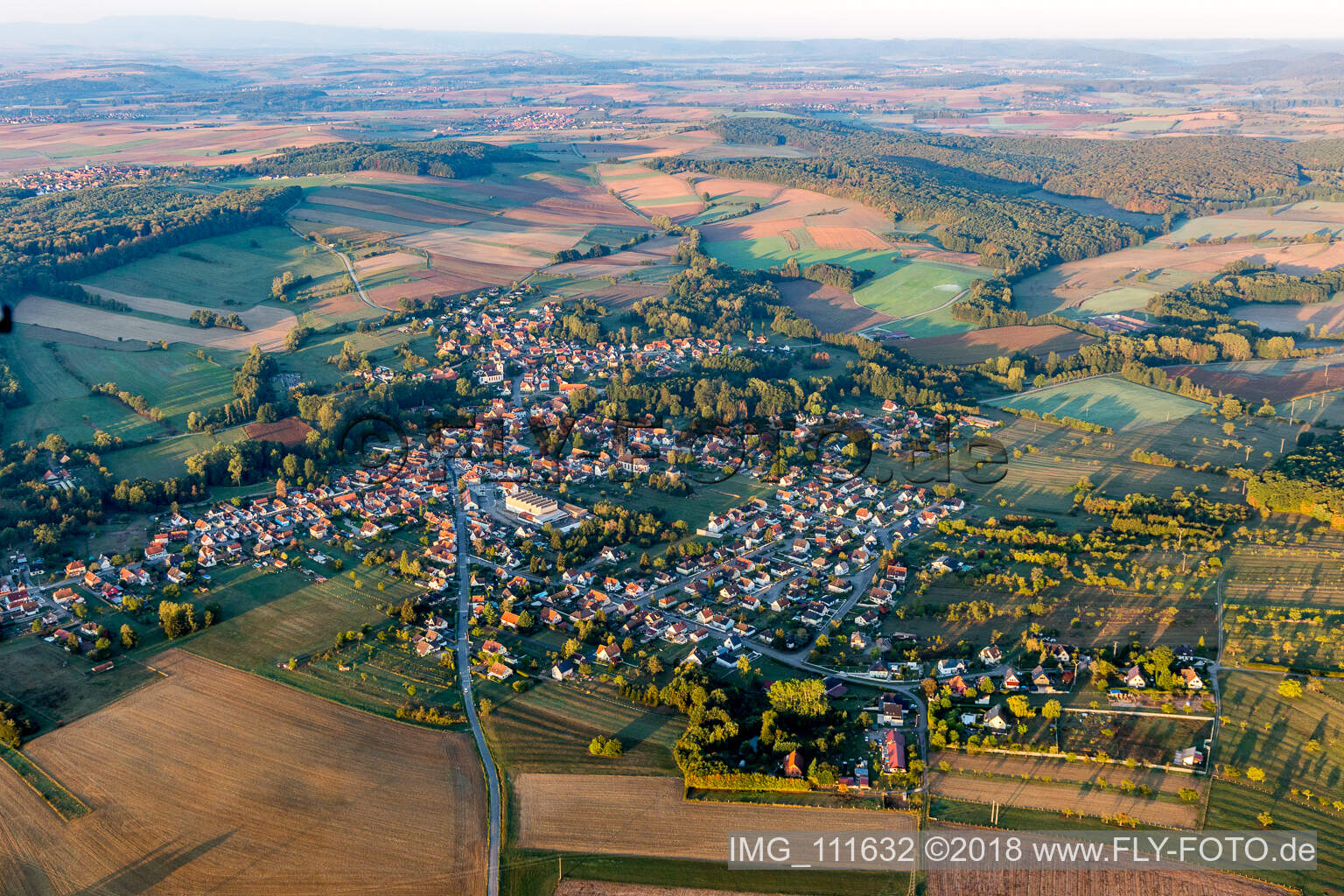 Luftbild von Gumbrechtshoffen im Bundesland Bas-Rhin, Frankreich