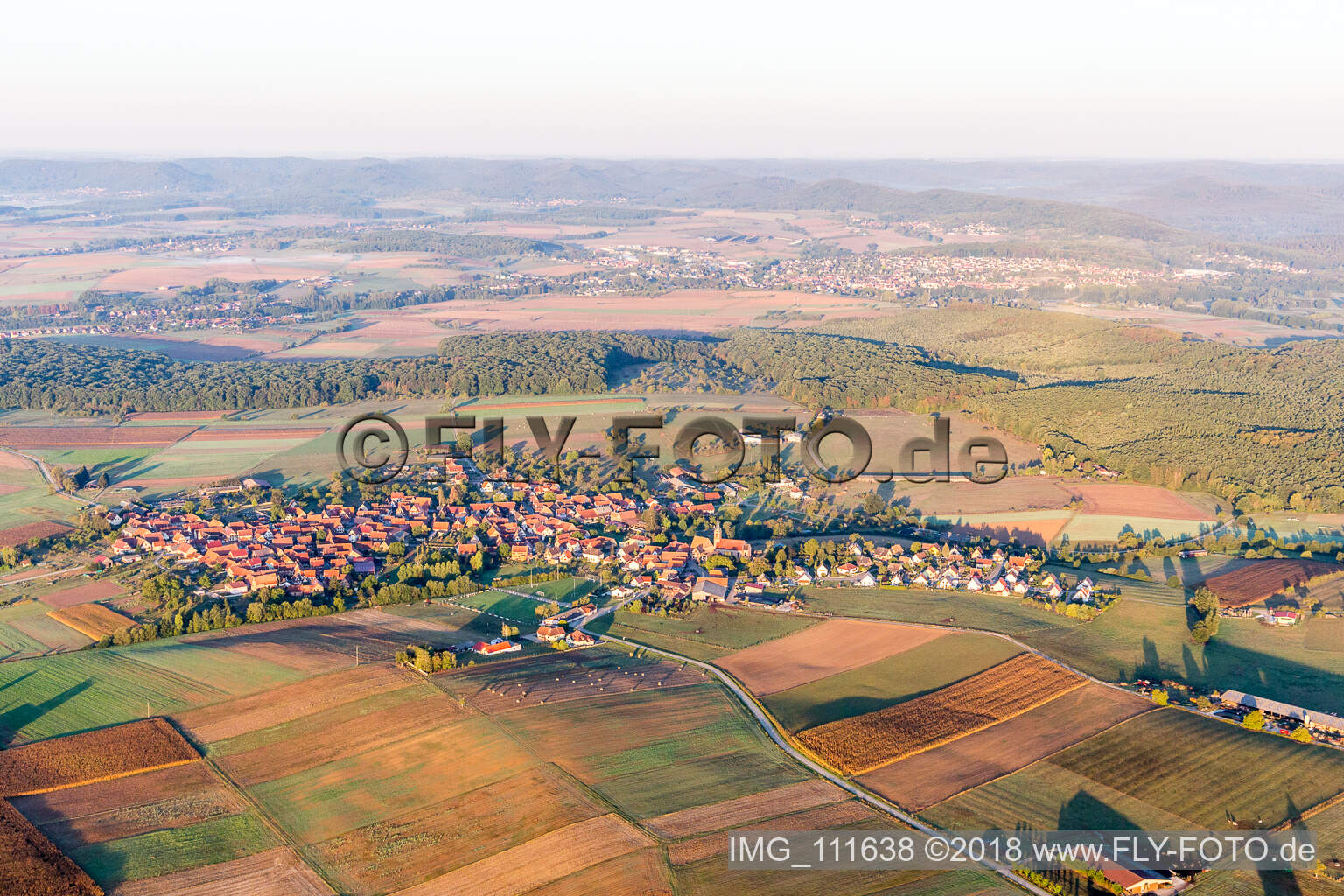 Luftbild von Schillersdorf im Bundesland Bas-Rhin, Frankreich