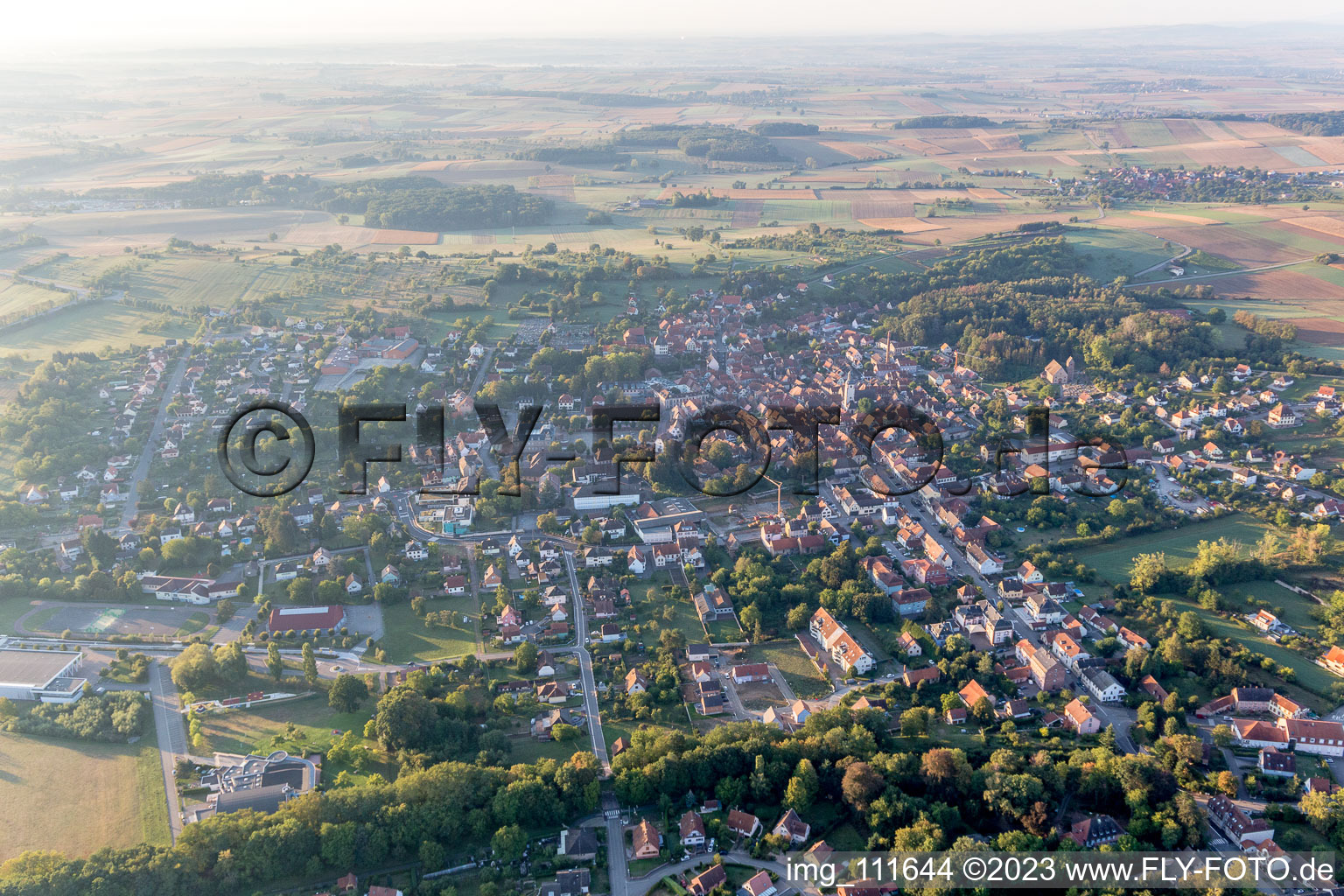 Luftbild von Bouxwiller im Bundesland Bas-Rhin, Frankreich