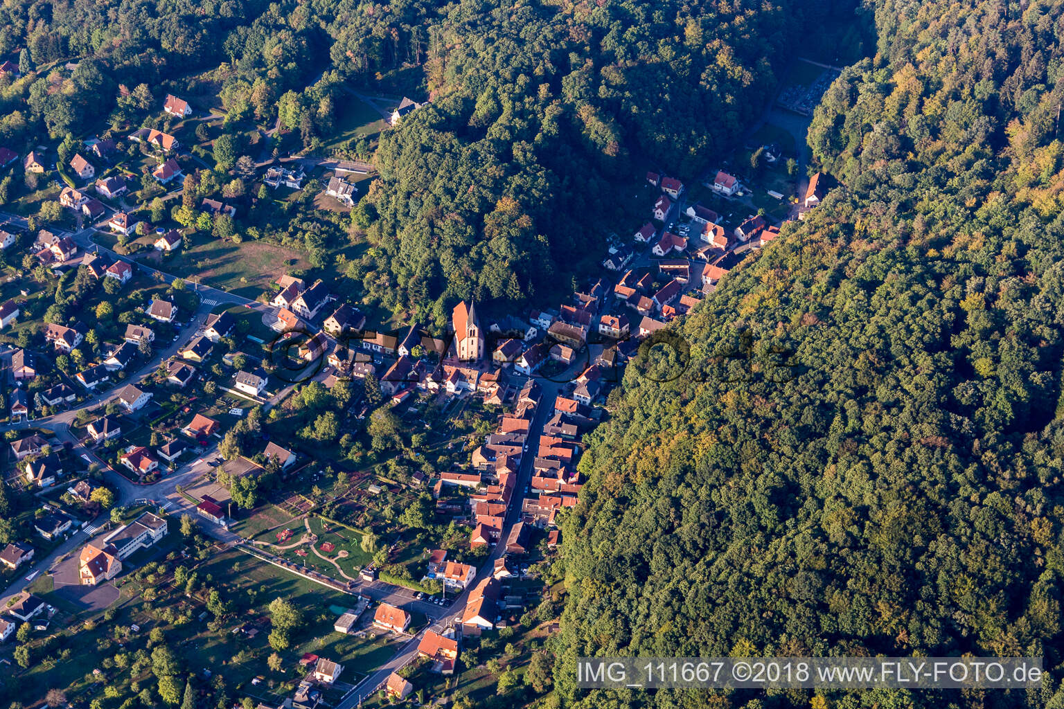 Luftbild von Ottersthal im Bundesland Bas-Rhin, Frankreich
