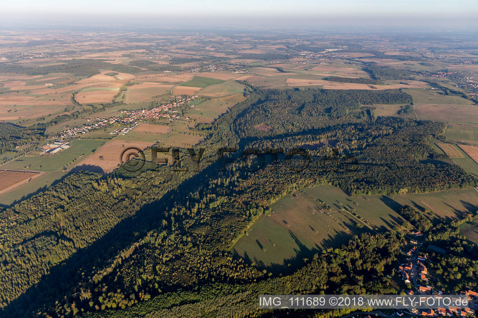 Luftaufnahme von Eschbourg im Bundesland Bas-Rhin, Frankreich
