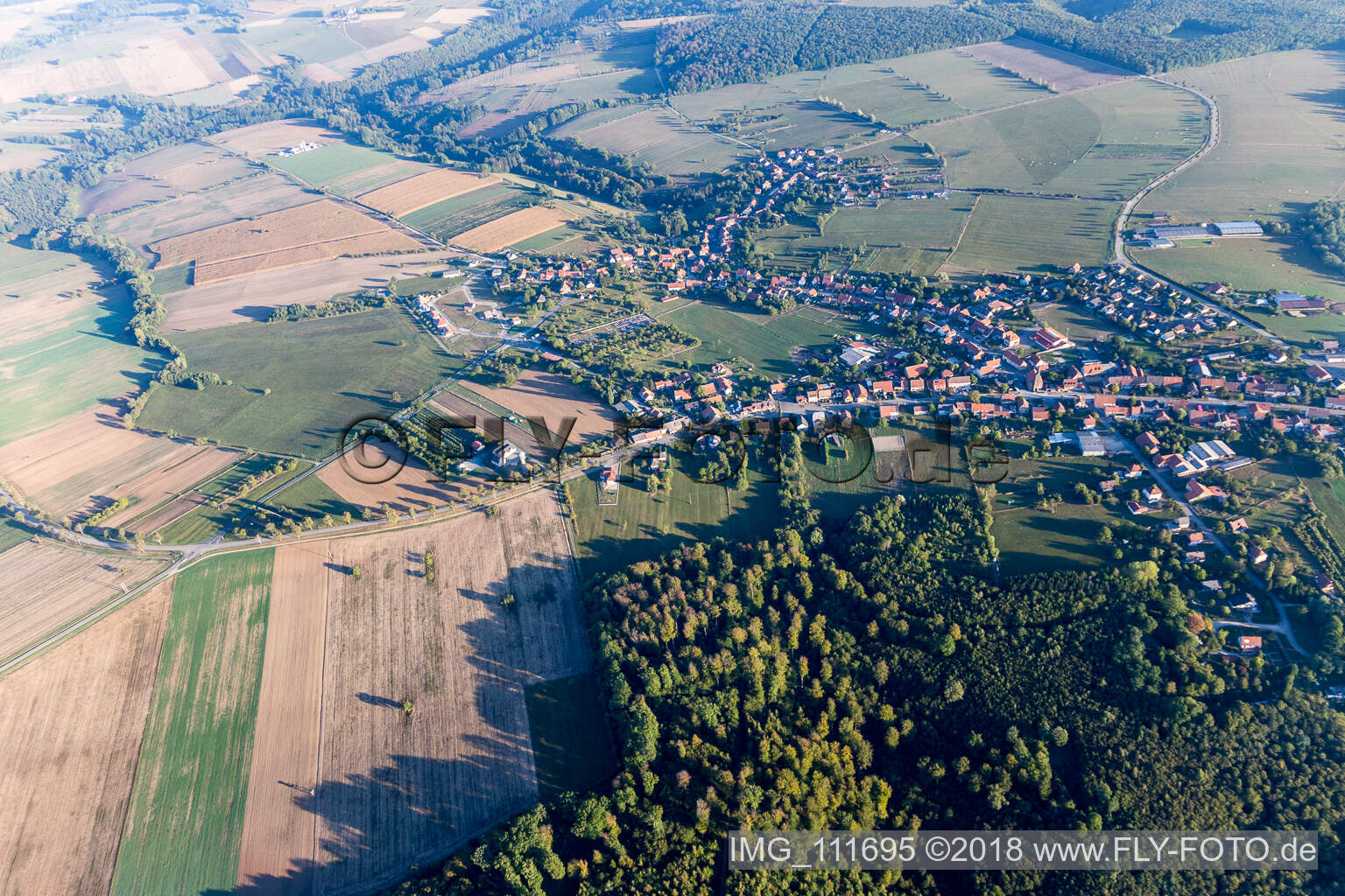 Luftbild von Lohr im Bundesland Bas-Rhin, Frankreich