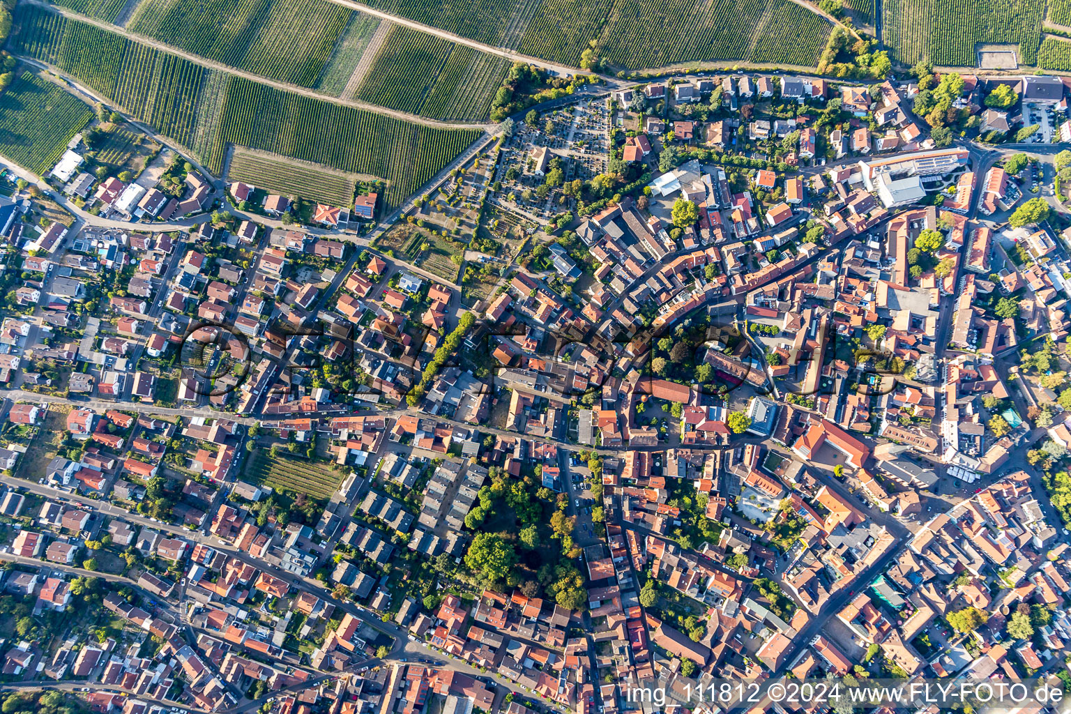 Deidesheim im Bundesland Rheinland-Pfalz, Deutschland aus der Vogelperspektive