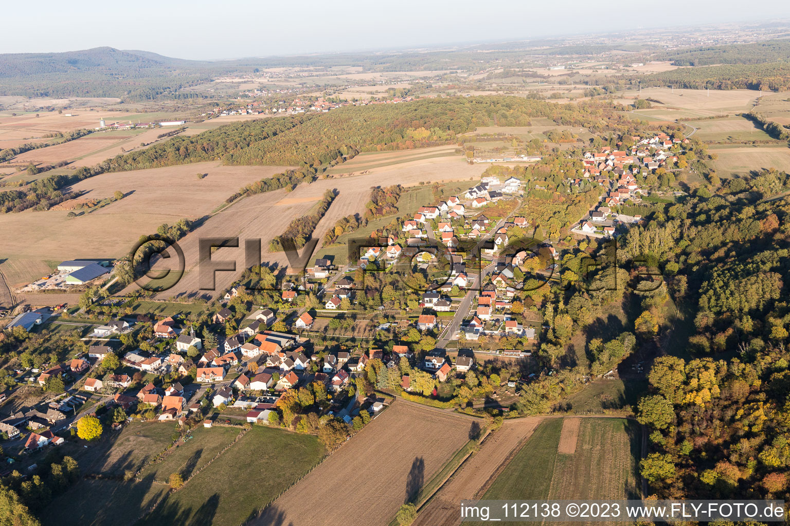 Luftbild von Oberdorf-Spachbach im Bundesland Bas-Rhin, Frankreich