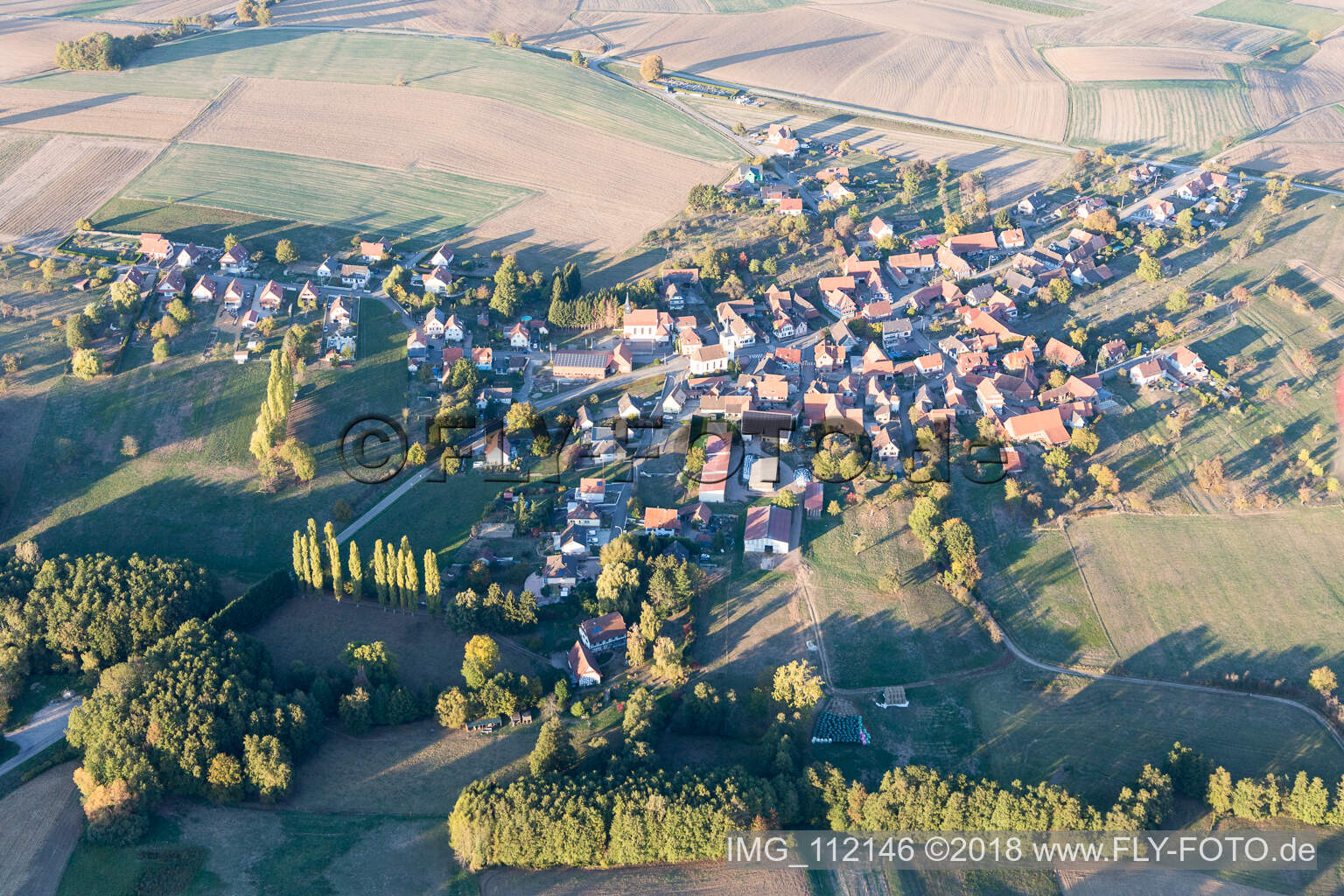 Luftbild von Keffenach im Bundesland Bas-Rhin, Frankreich