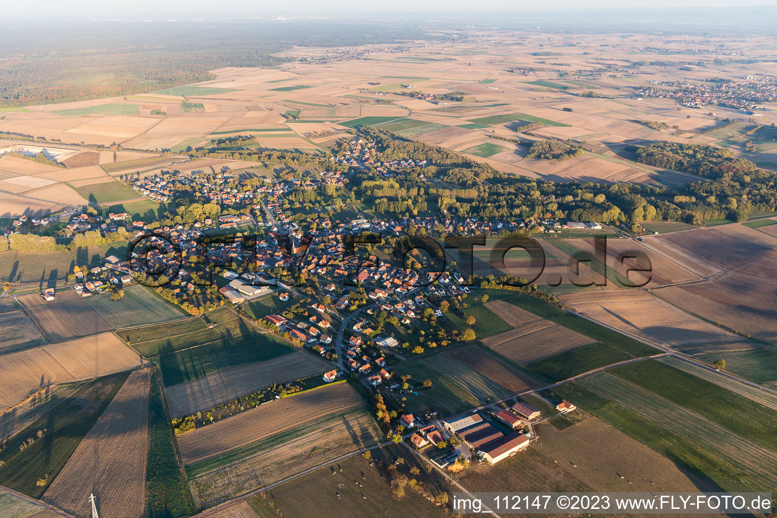 Luftbild von Riedseltz im Bundesland Bas-Rhin, Frankreich