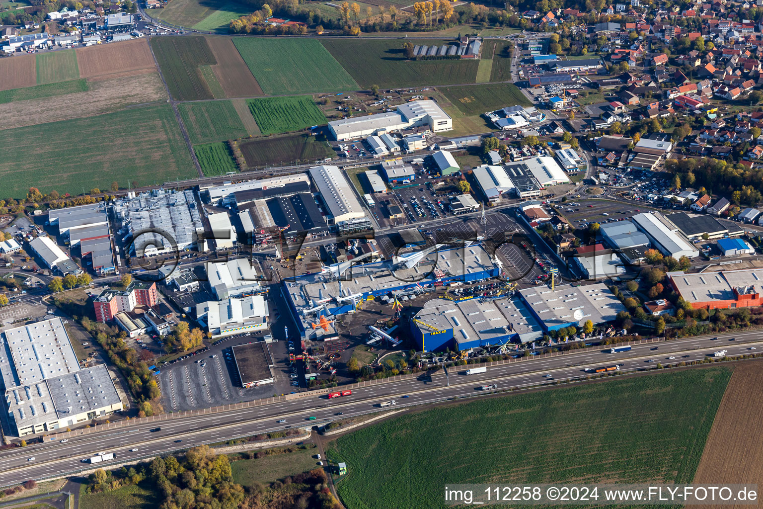 Technikmuseum im Ortsteil Steinsfurt in Sinsheim im Bundesland Baden-Württemberg, Deutschland aus der Luft