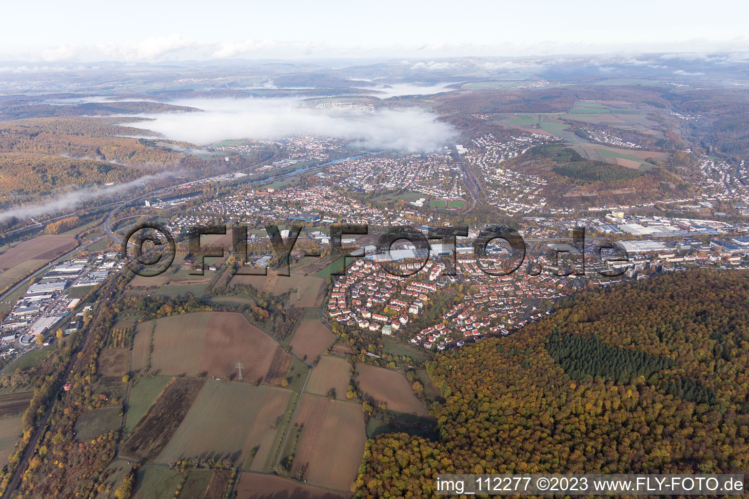 Luftbild von Neckarelz im Bundesland Baden-Württemberg, Deutschland