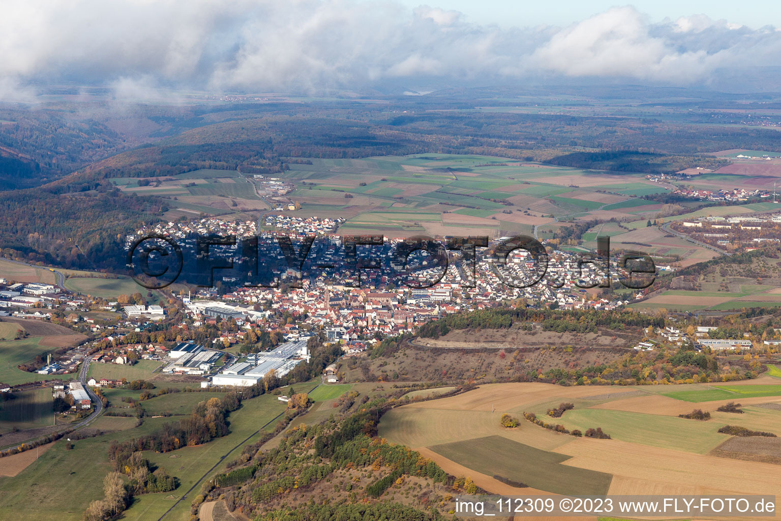 Luftbild von Hardheim im Bundesland Baden-Württemberg, Deutschland