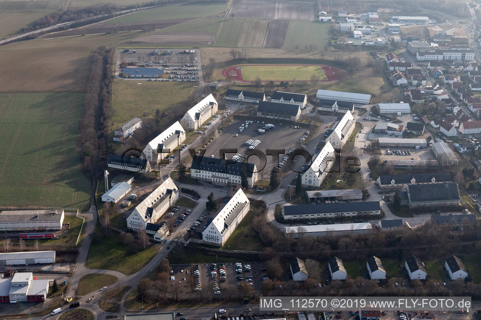 Luftbild von Bad Bergzabern, Bundespolizei im Bundesland Rheinland-Pfalz, Deutschland