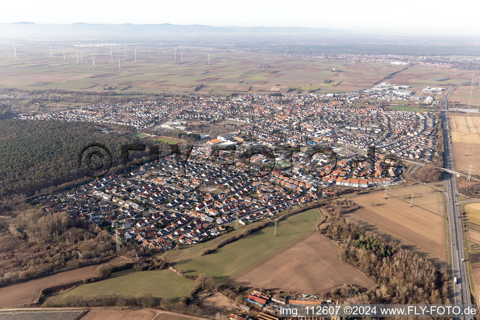 Luftbild von Rülzheim im Bundesland Rheinland-Pfalz, Deutschland