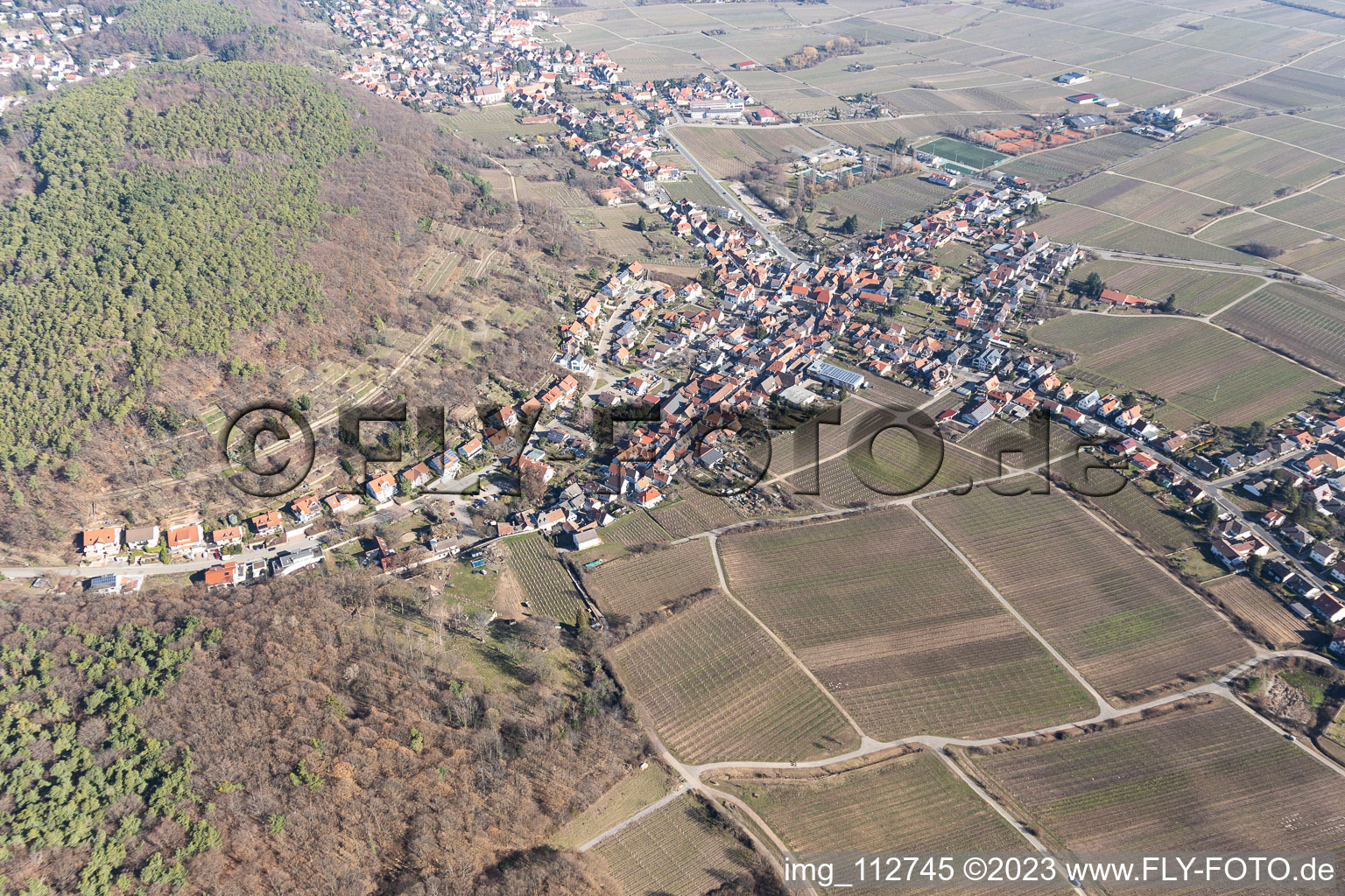 Ortsteil Hambach an der Weinstraße in Neustadt an der Weinstraße im Bundesland Rheinland-Pfalz, Deutschland aus der Luft betrachtet