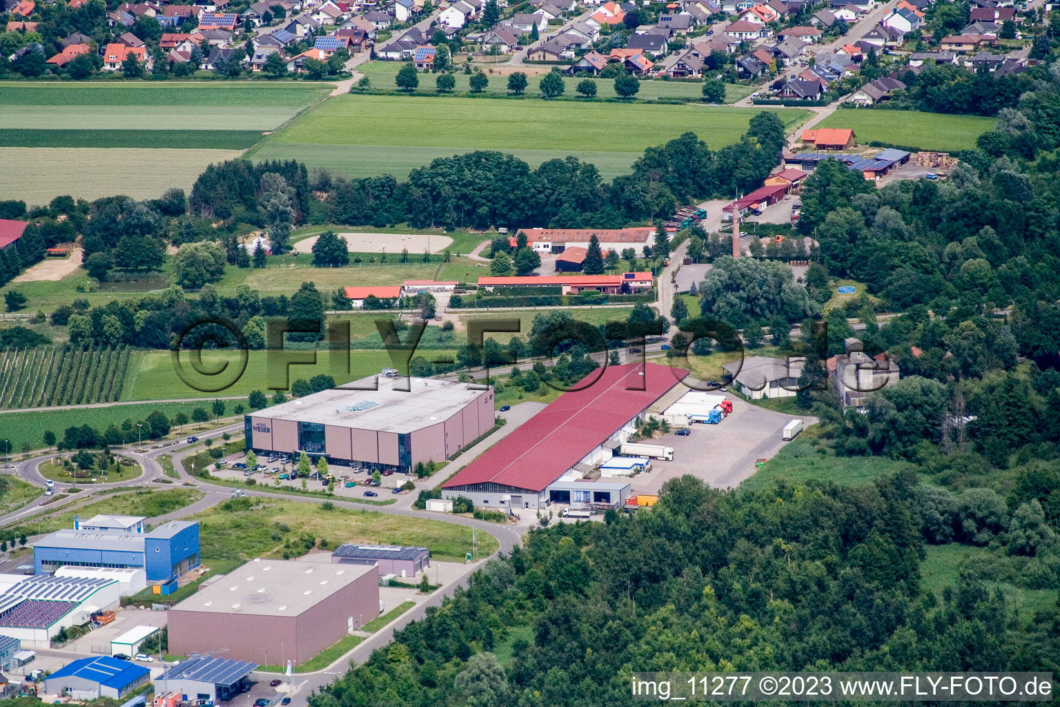 Luftbild von Gewerbegebiet West im Ortsteil Herxheim in Herxheim bei Landau/Pfalz im Bundesland Rheinland-Pfalz, Deutschland