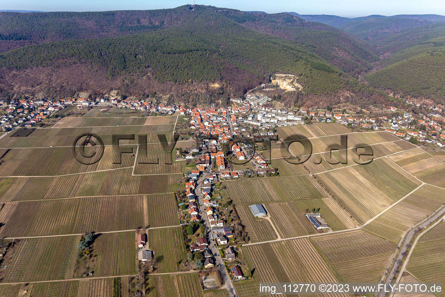 Luftbild von Mandelring im Ortsteil Haardt in Neustadt an der Weinstraße im Bundesland Rheinland-Pfalz, Deutschland