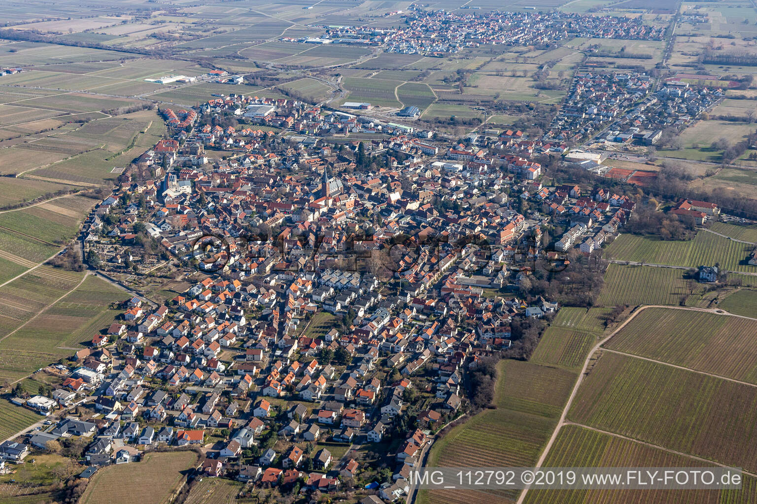 Luftbild von Ortsbereich und Umgebung in Deidesheim im Bundesland Rheinland-Pfalz, Deutschland
