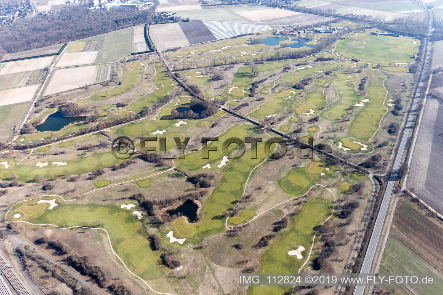 Luftaufnahme von Gelände des Golfplatz Golfplatz Kurpfalz in Limburgerhof in Schifferstadt im Bundesland Rheinland-Pfalz, Deutschland